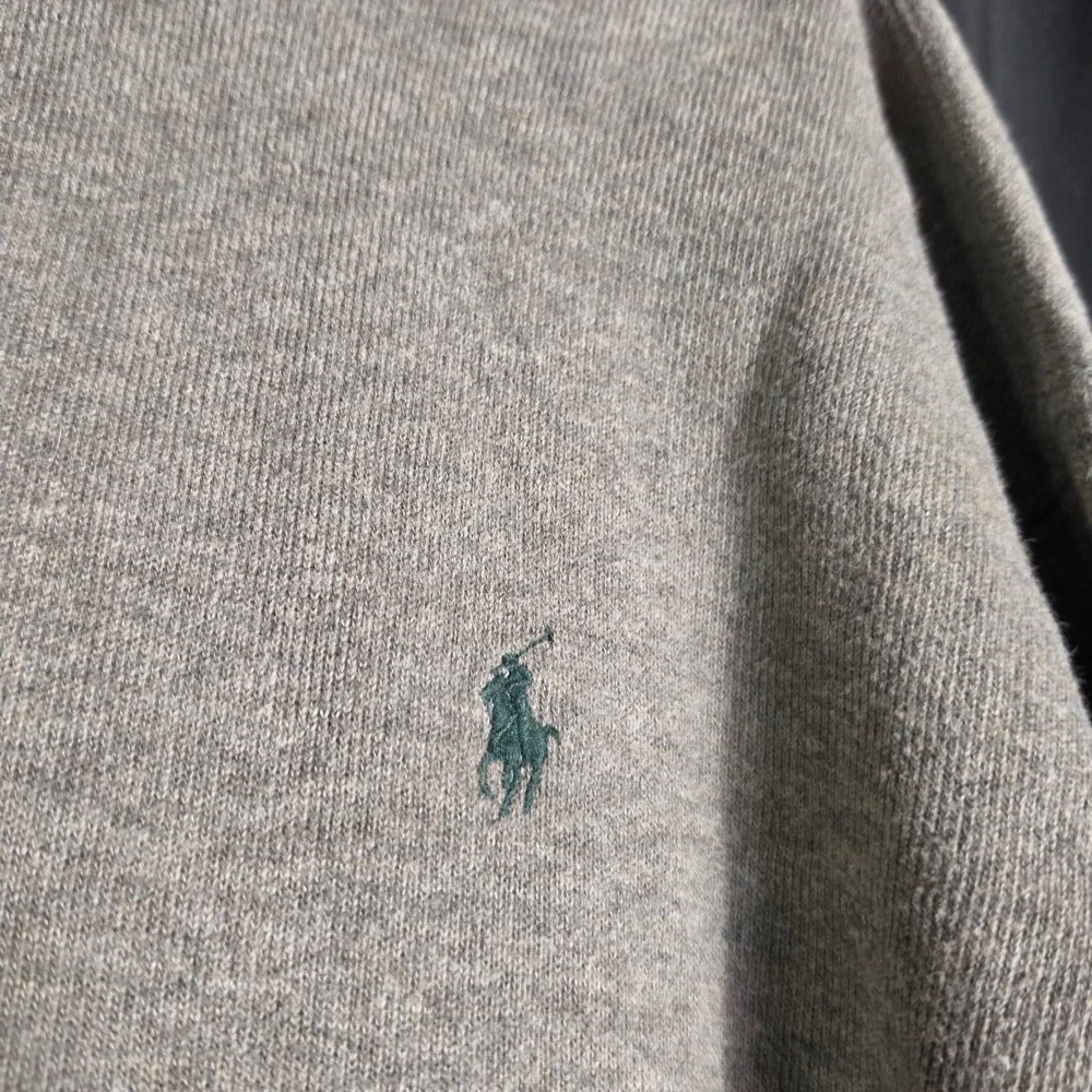 Polo Ralph Lauren Mens 2XB Big Grey 1/4 Zip Cotton Pullover Sweater Pony Logo